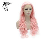 Long Pink Lace Front Wigs Synthetic Hair Deep Wave For Drag Queen Show Tangle Free