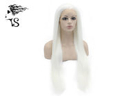 Silky Straight Synthetic Lace Front Wigs , Long White Blonde Synthetic Wigs
