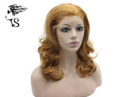Women Curly Wavy Synthetic Lace Front Wigs Ginger Blonde Color Natural Looking