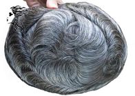 Medium Density Curly Mens Human Hair Toupee , Mono Top Hair Piece Free Style