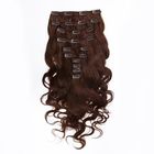 Brown Clip in Human Hair Extensions Indian Virgin Remy Hair for Black Women Body Wave