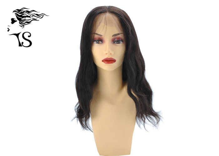 Customized Light Wavy 360 Lace Frontal Wig Natural Black 100% Mongolian Remy Hair
