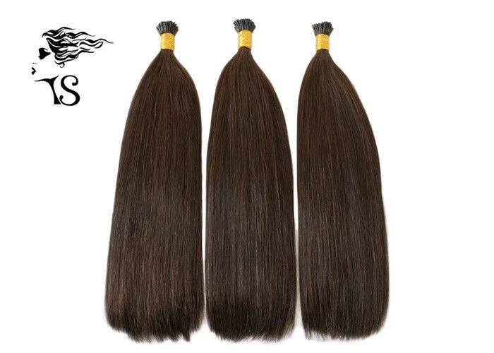 Mongolian Remy Brown Colored Human Hair Extensions I Tip 20 inch No Lice